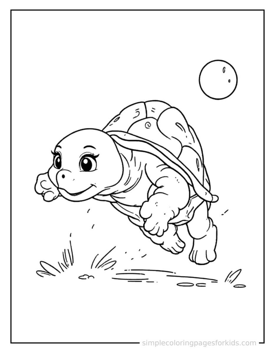 Playing with a Ball Turtle Coloring Page