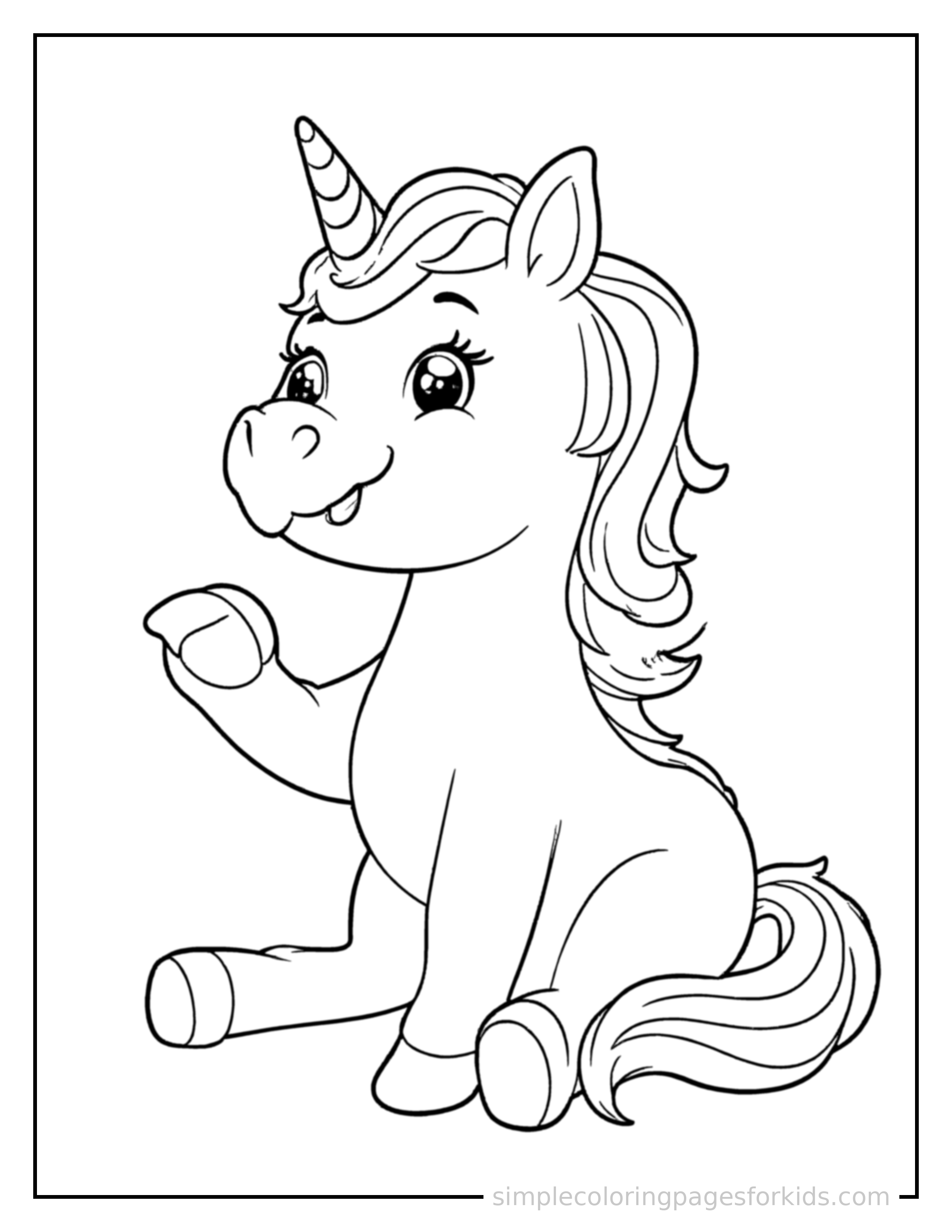 Printable unicorn coloring page for kids