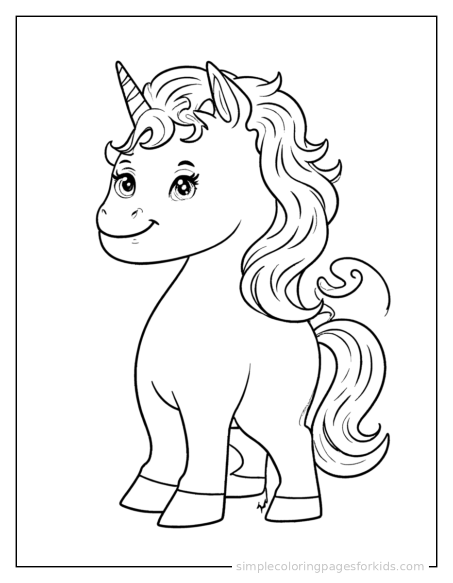 Printable unicorn coloring page for kids