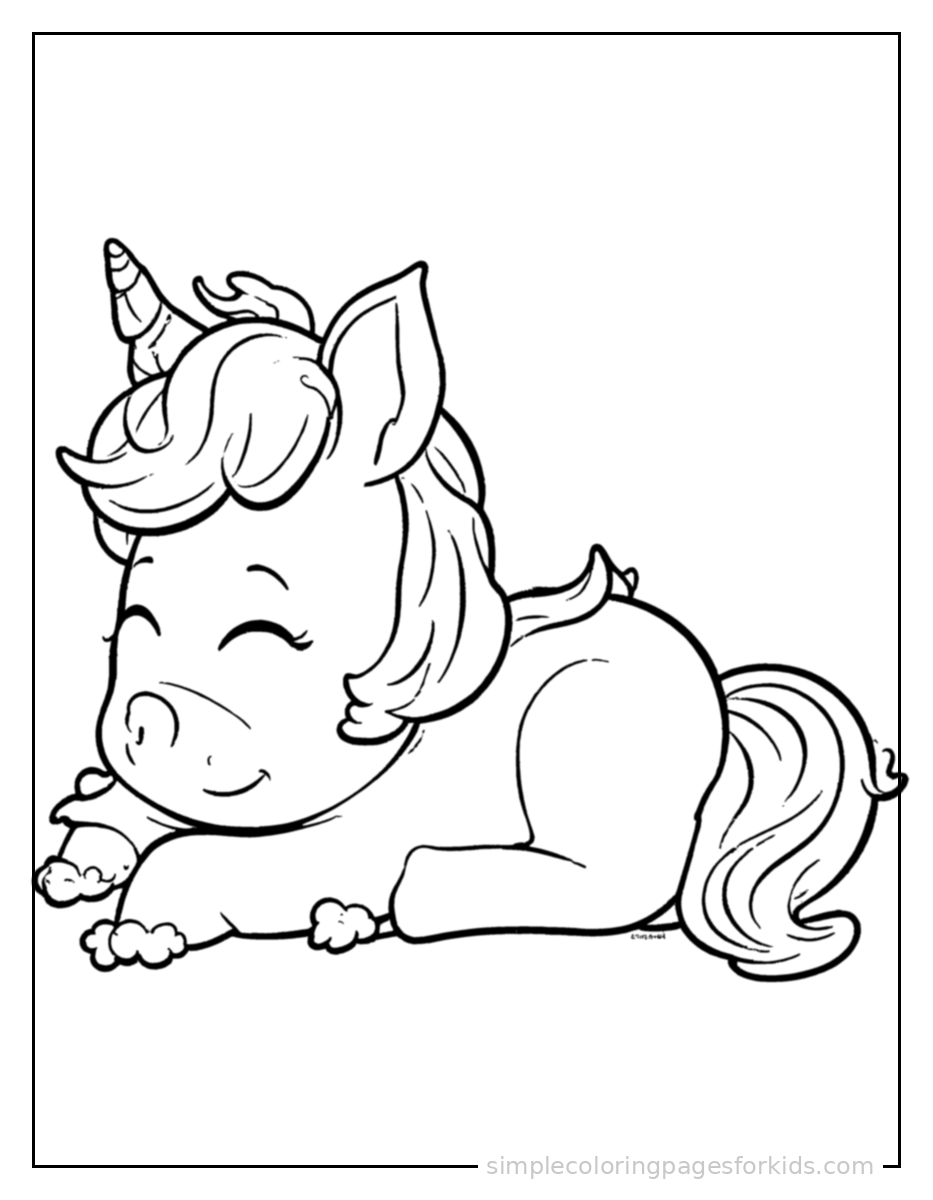 Printable unicorn coloring page for kids