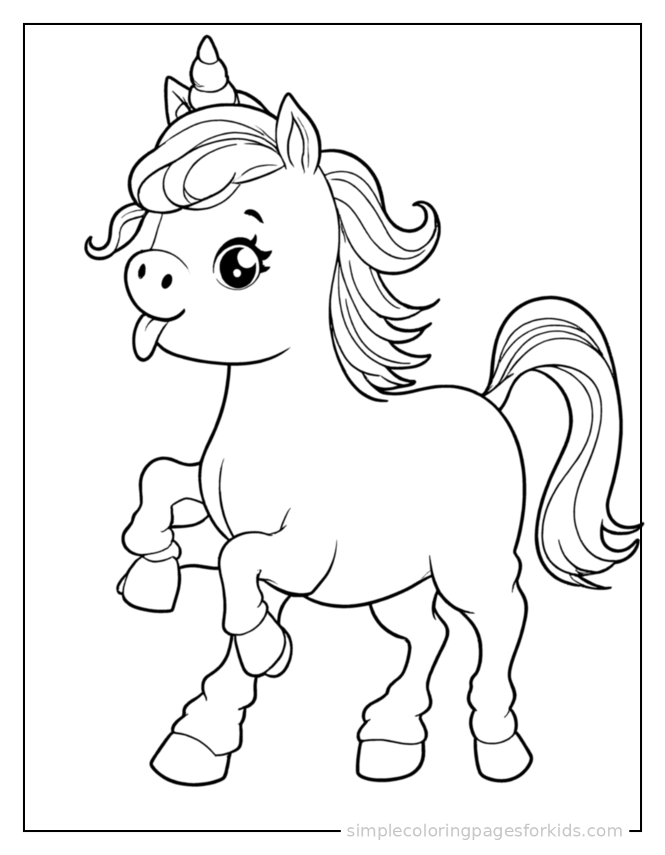 Printable unicorn coloring page for kids