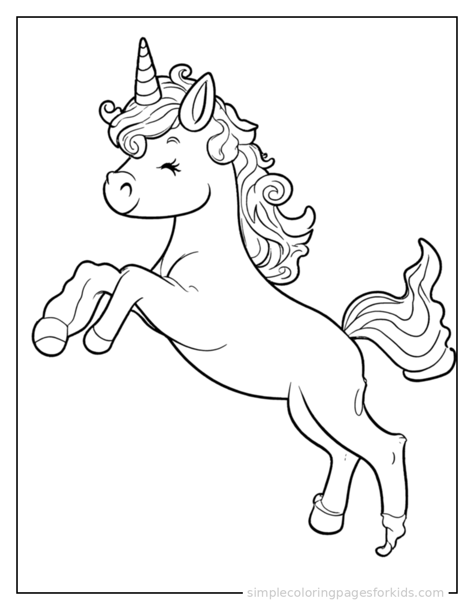 Printable unicorn coloring page for kids