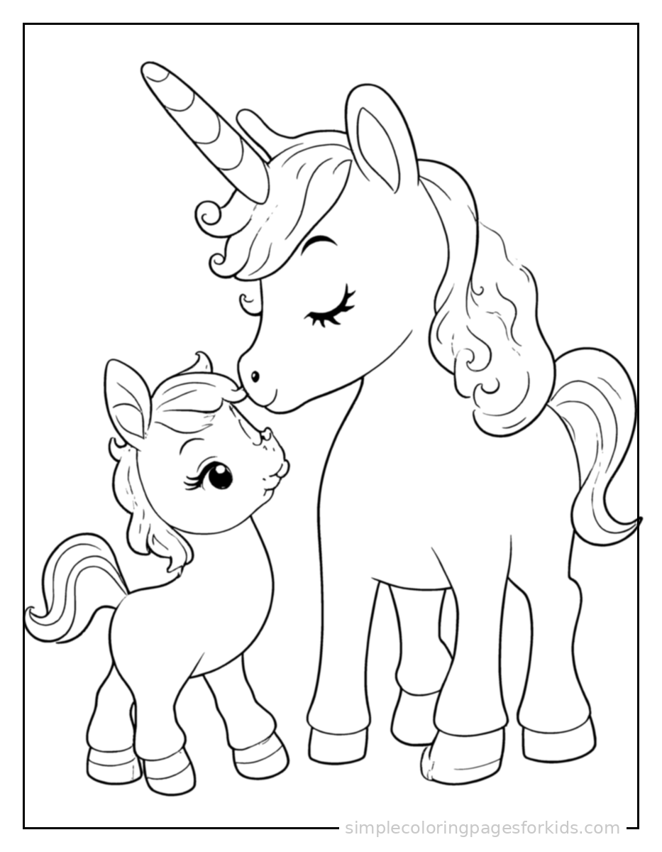 Printable unicorn coloring page for kids