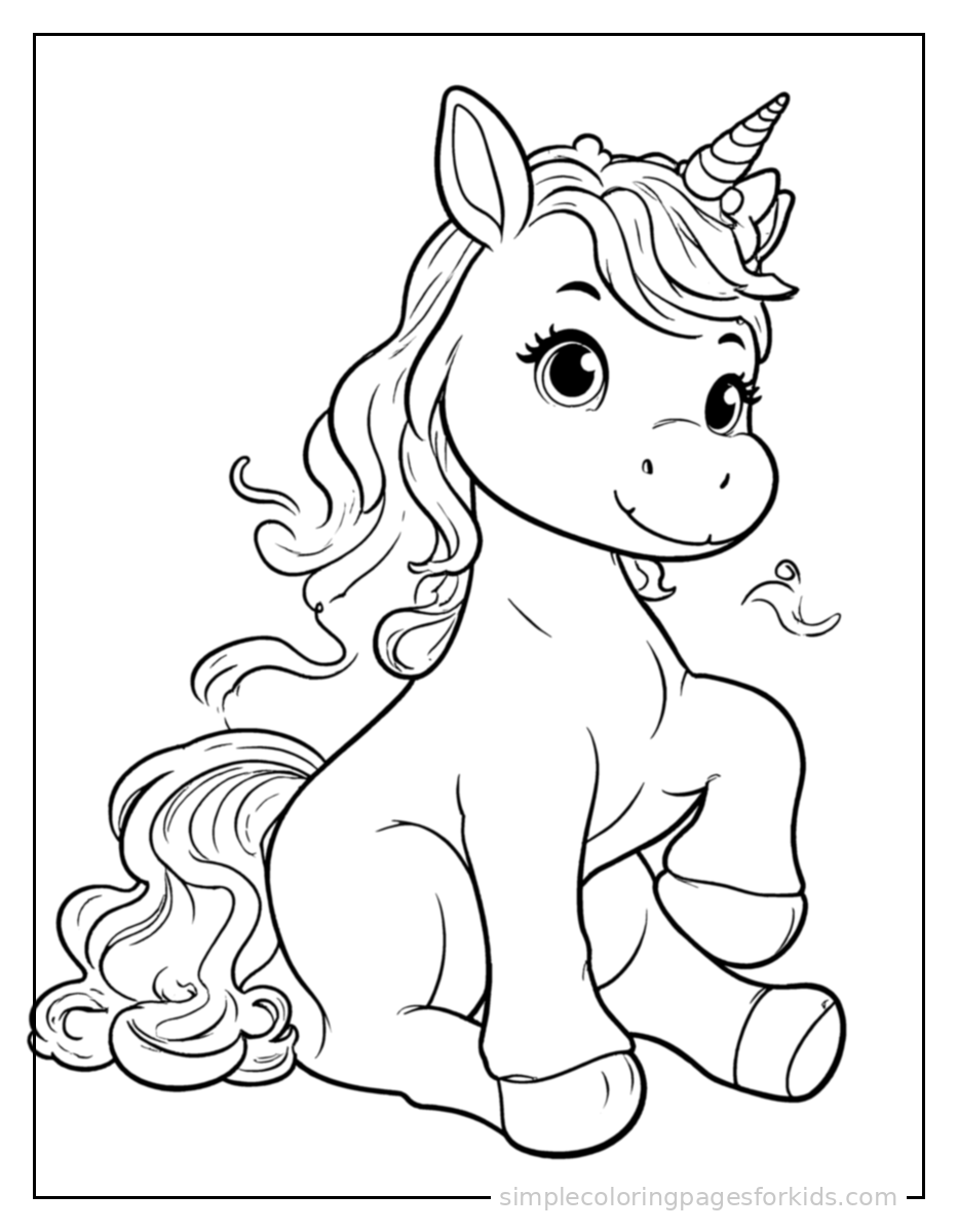 Printable unicorn coloring page for kids