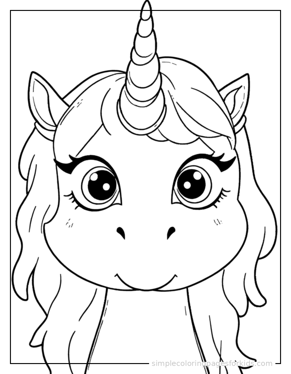 Printable unicorn coloring page for kids