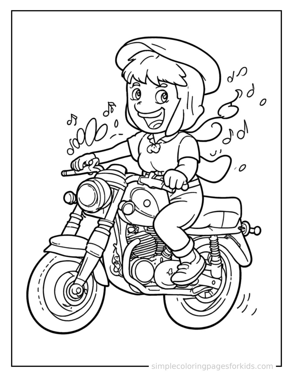 Coloring Scene 3 Motorcycle Coloring Page