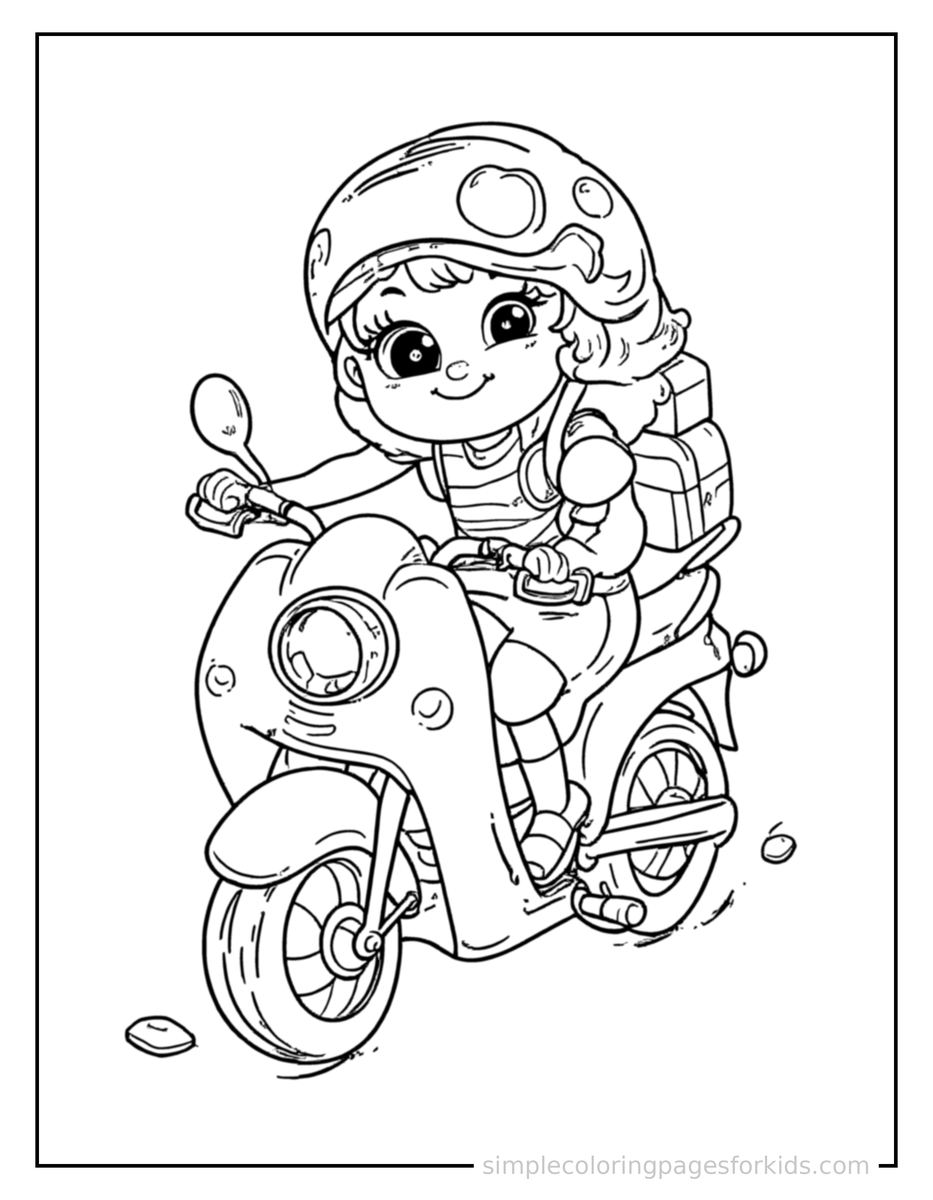 Smiling Motorcycle Coloring Page