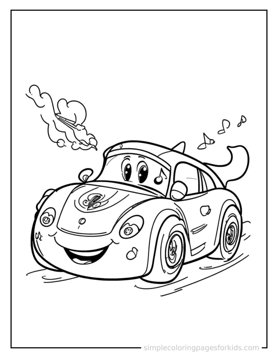 Running (3) Race Car Coloring Page