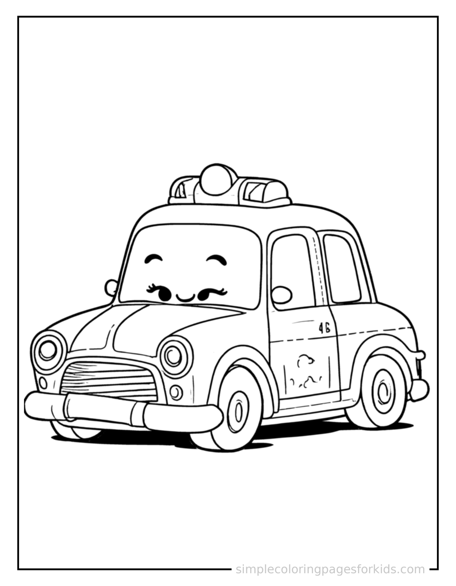 Resting Police Car Coloring Page