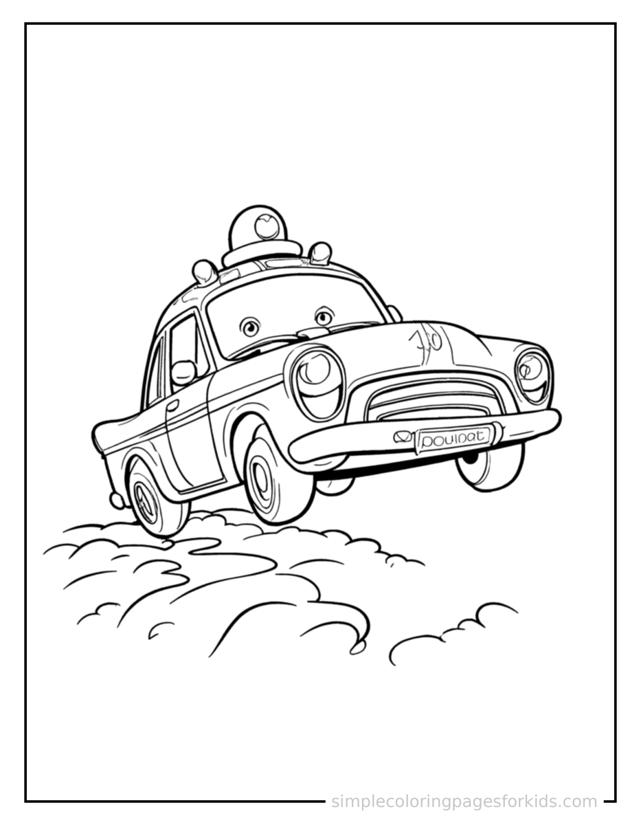 Bouncing Police Car Coloring Page