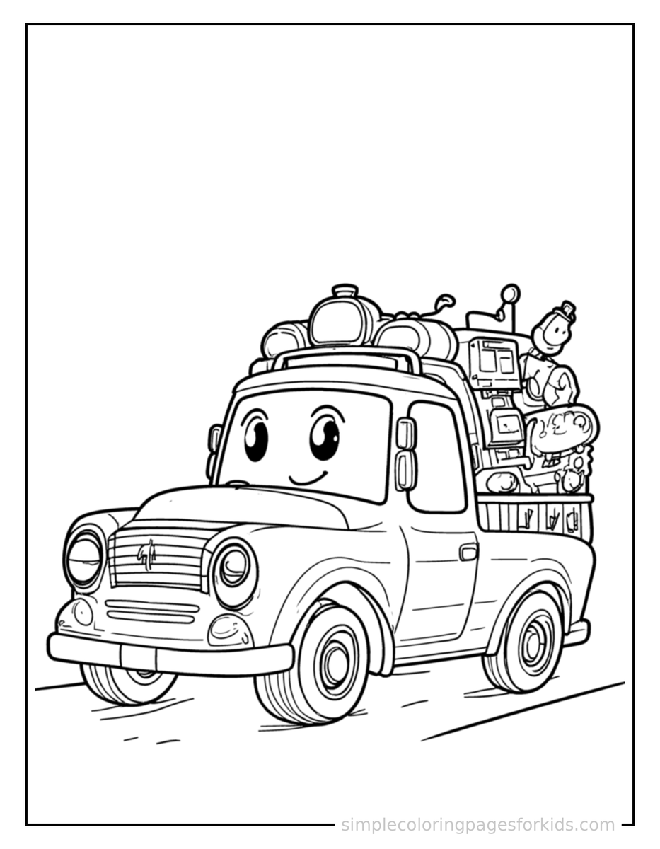 Smiling Police Car Coloring Page