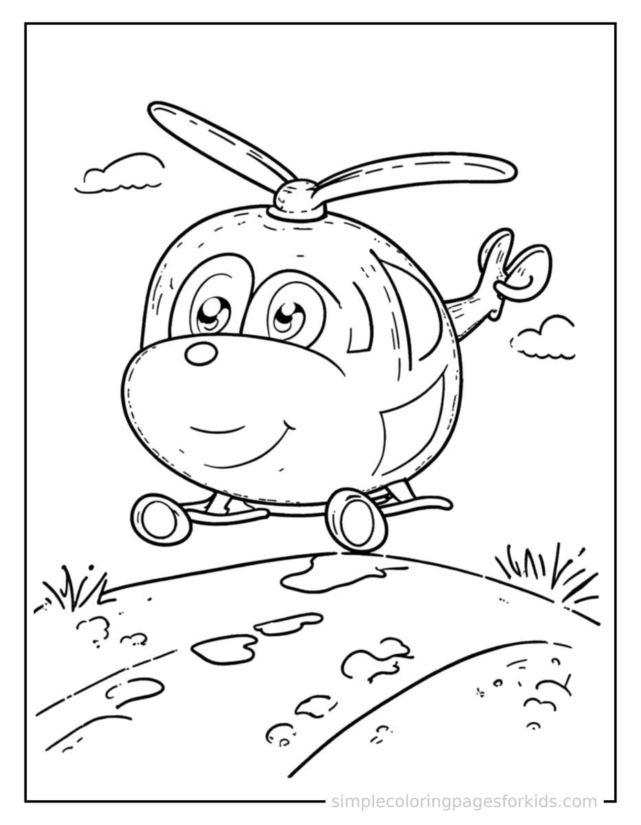 Bouncing Helicopter Coloring Page