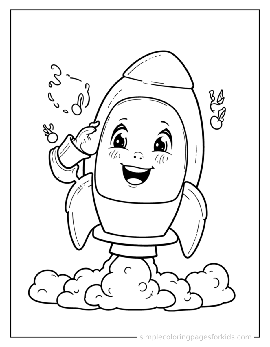 Coloring Scene 3 Rocket Ship Coloring Page