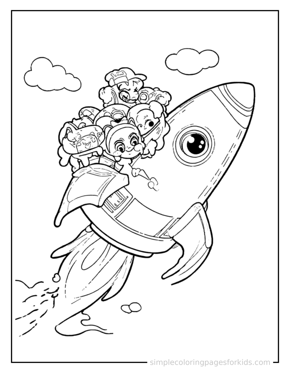 Smiling Rocket Ship Coloring Page