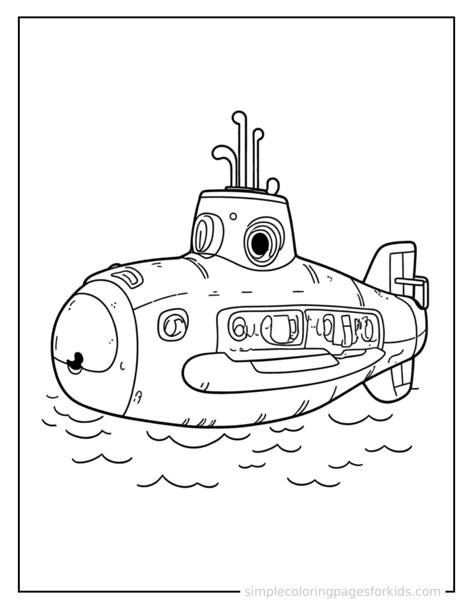 Smiling Submarine Coloring Page