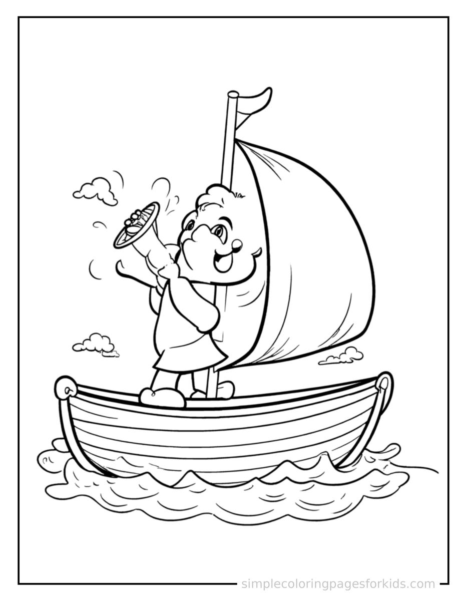 Coloring Scene 3 Sailboat Coloring Page