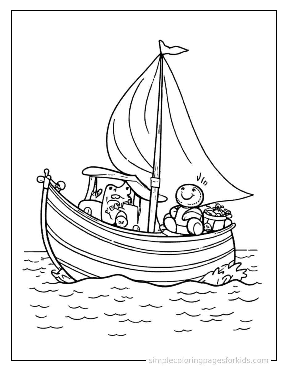Smiling Sailboat Coloring Page