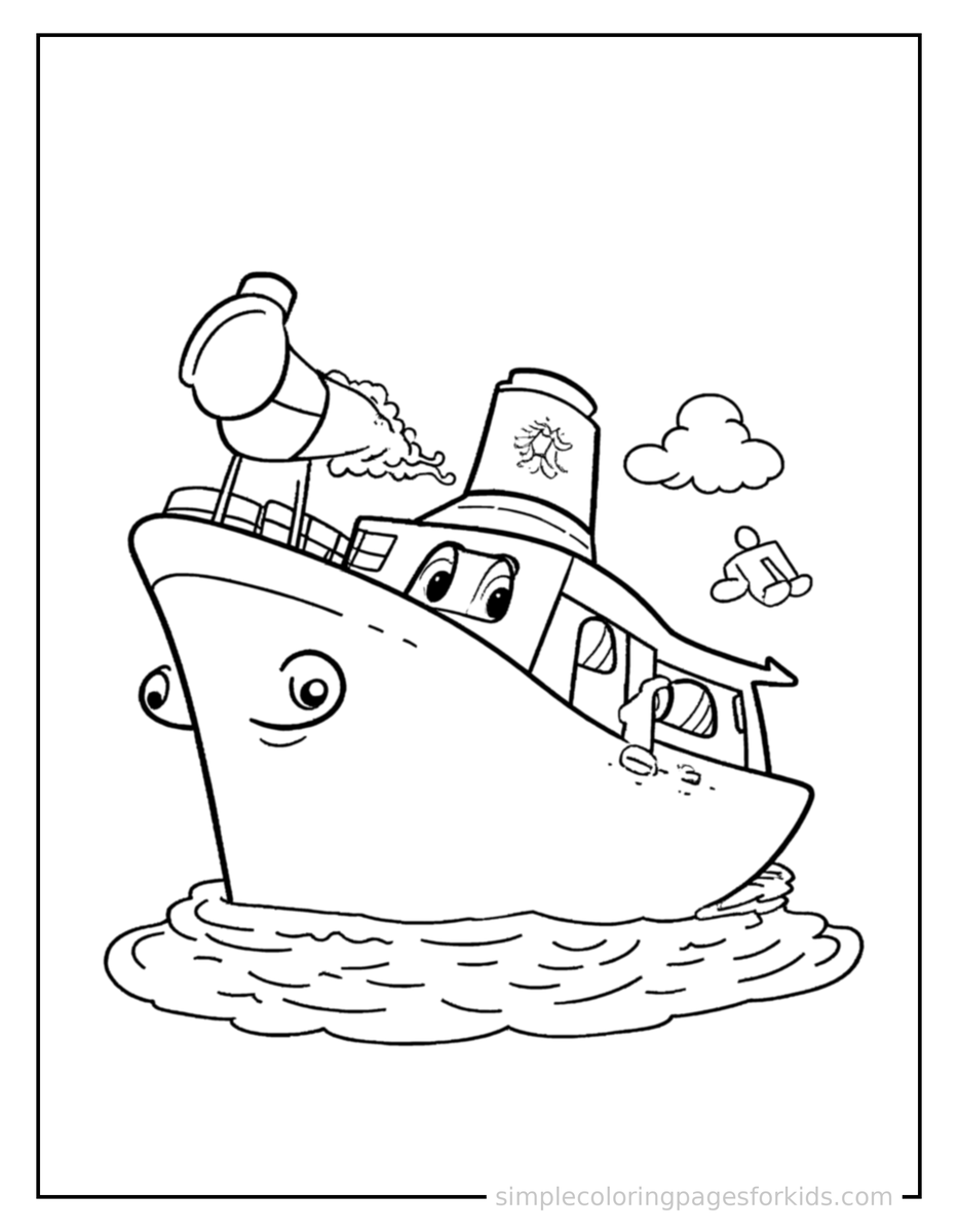 Coloring Scene 3 Cruise Ship Coloring Page