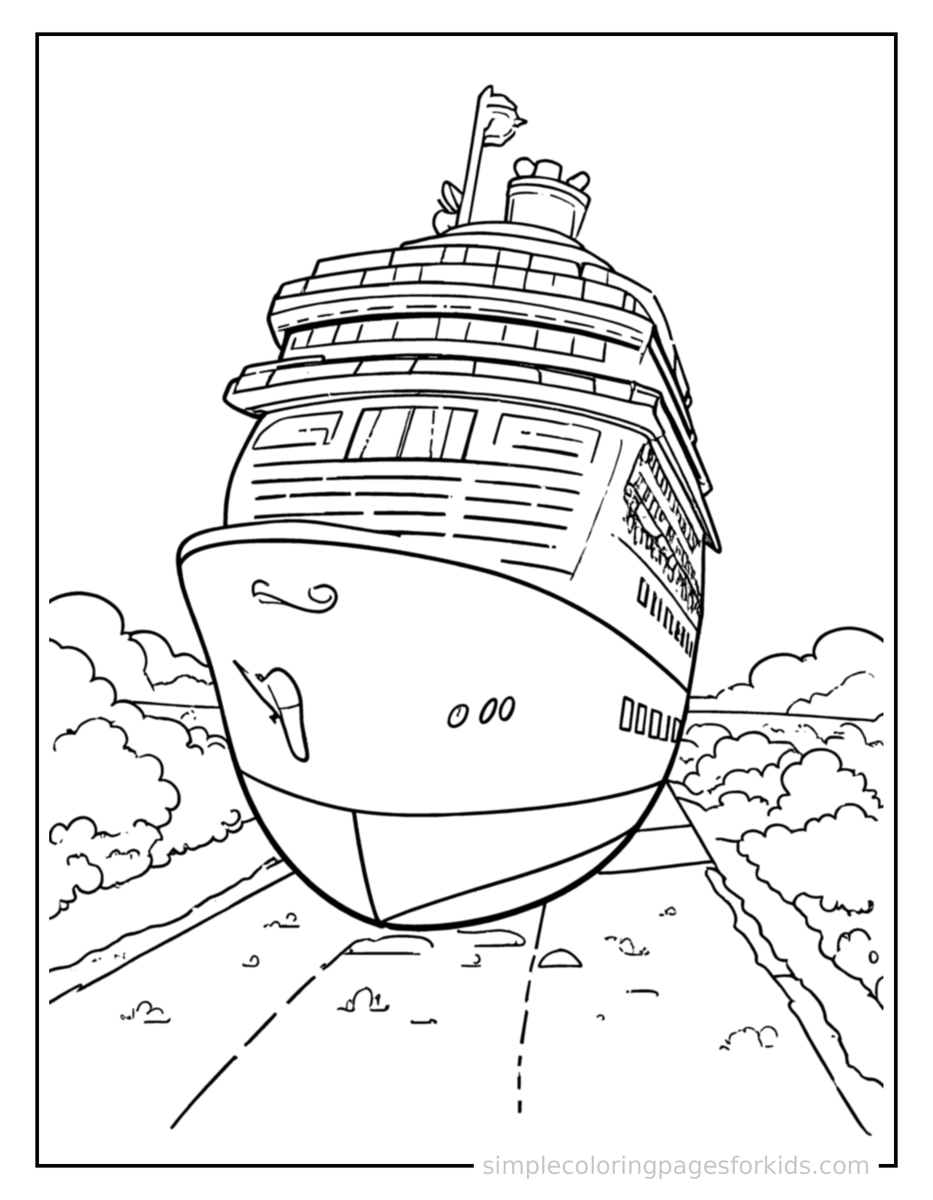 Bouncing Cruise Ship Coloring Page