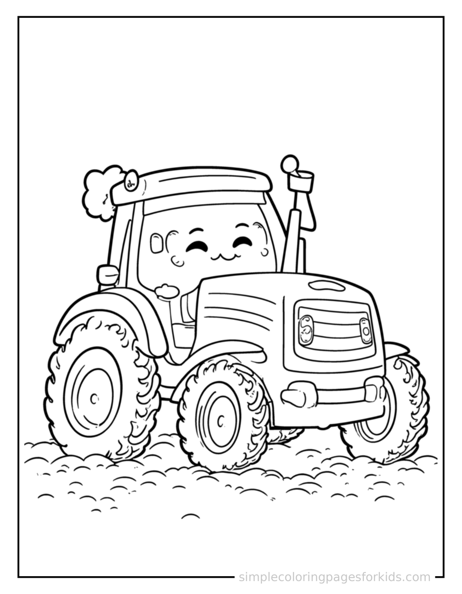 Resting Tractor Coloring Page
