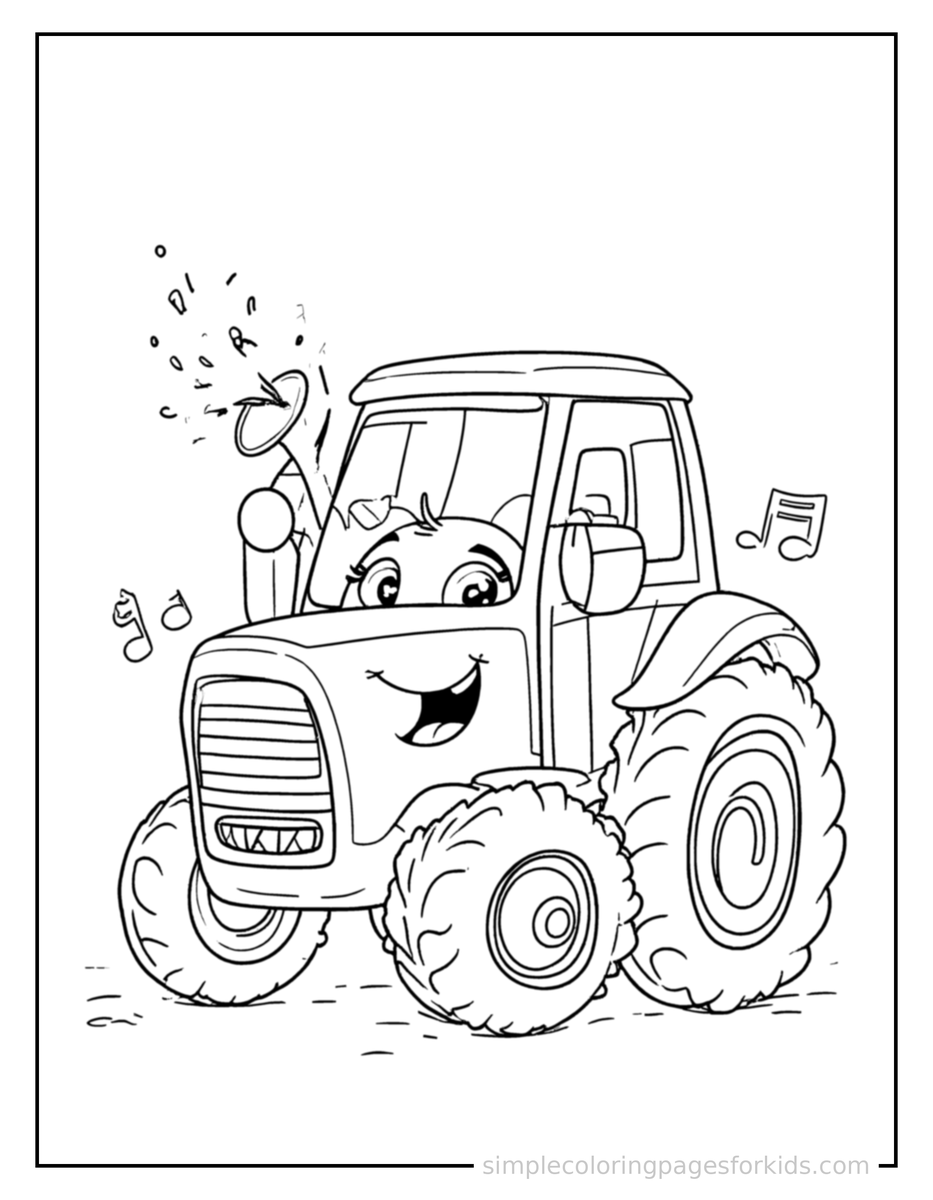 Coloring Scene 3 Tractor Coloring Page
