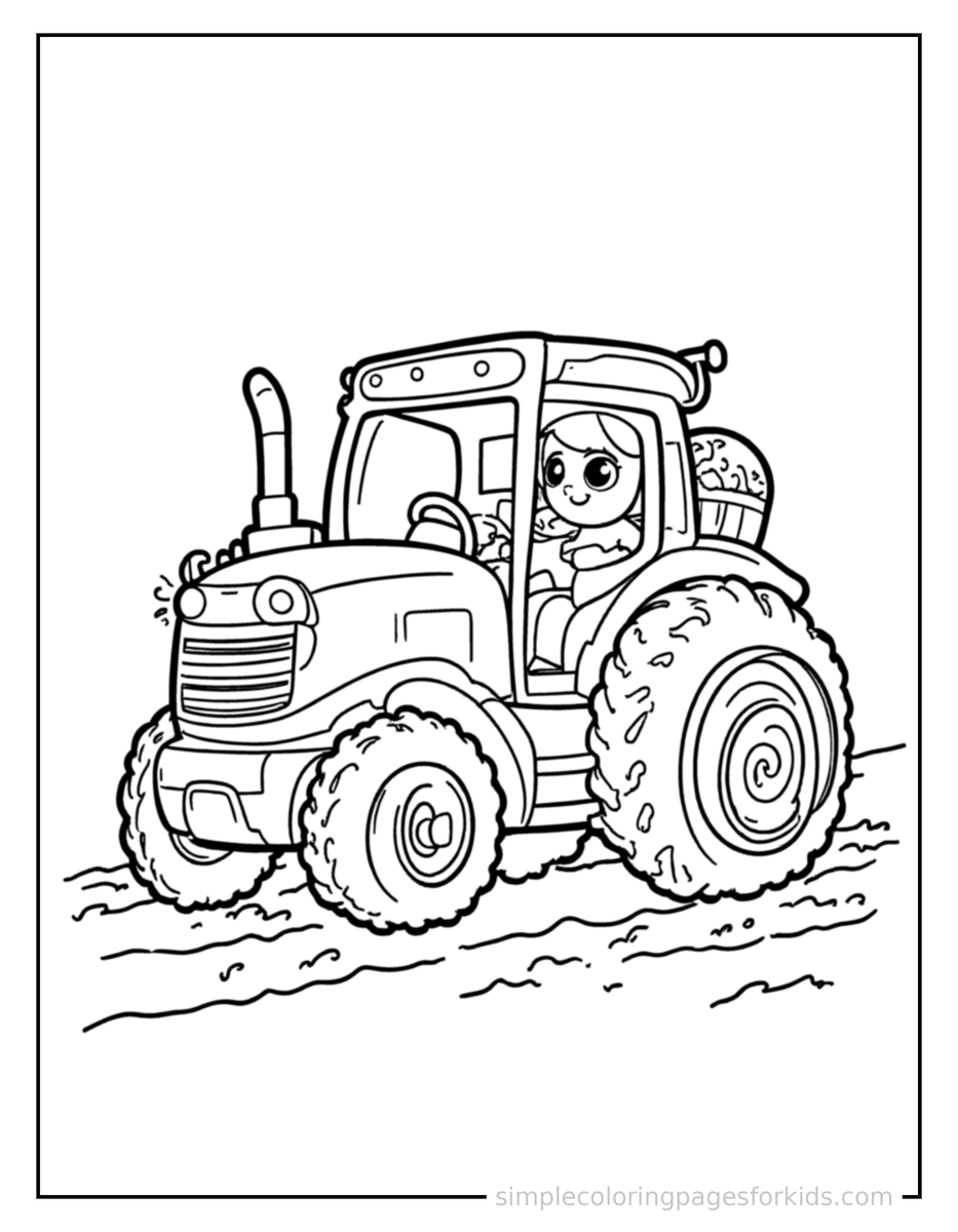 Smiling Tractor Coloring Page