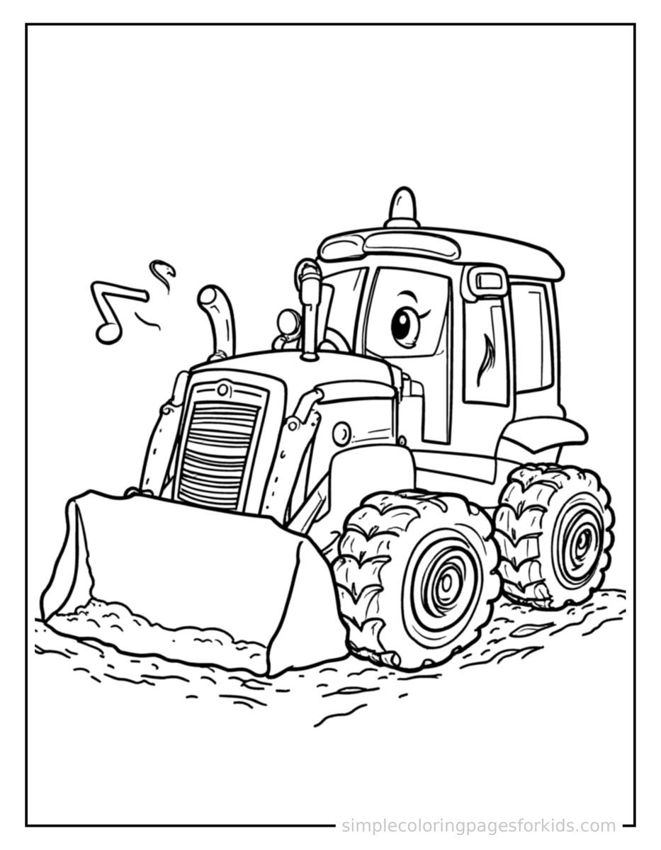 Coloring Scene 3 Bulldozer Coloring Page