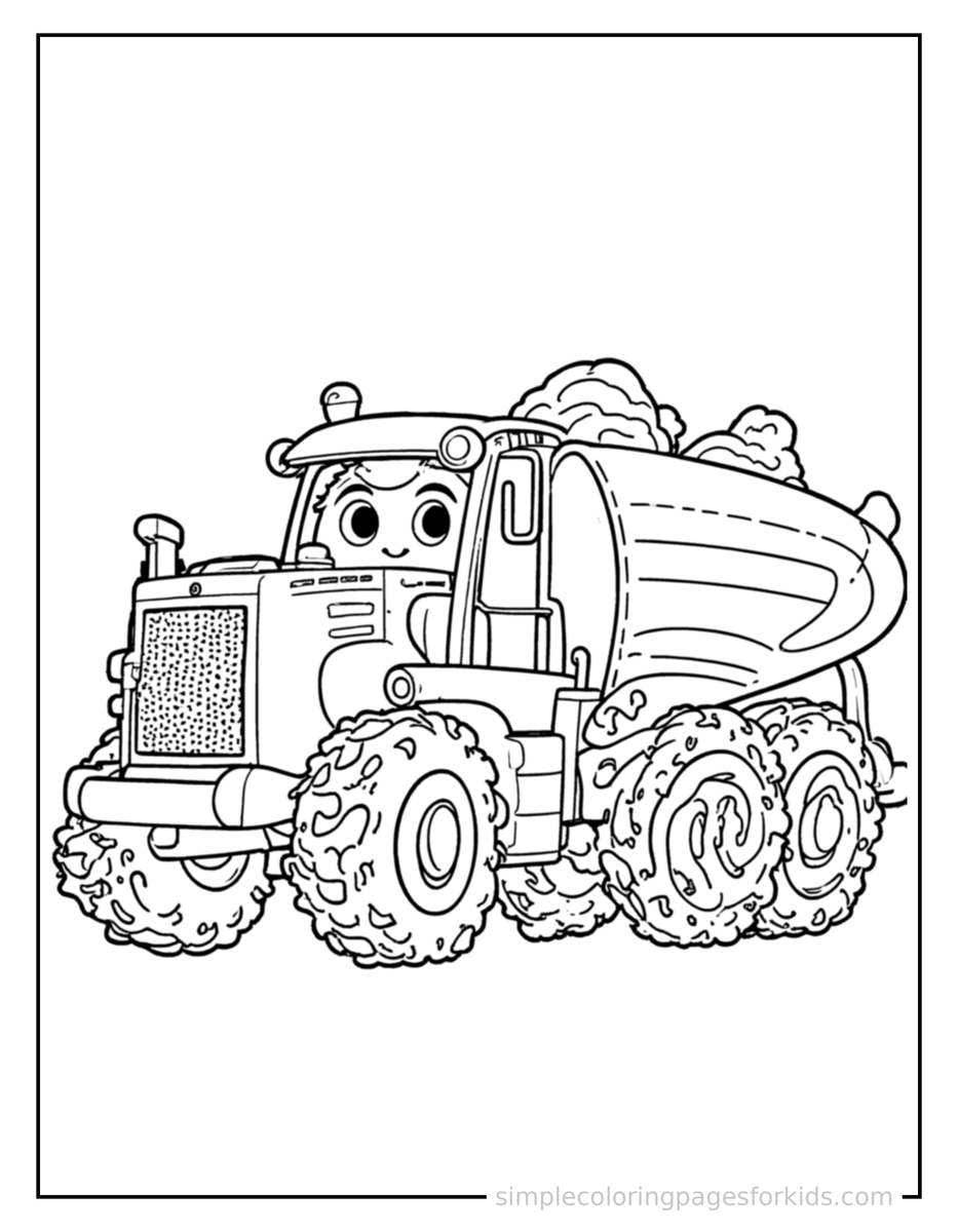 Smiling Bulldozer Coloring Page
