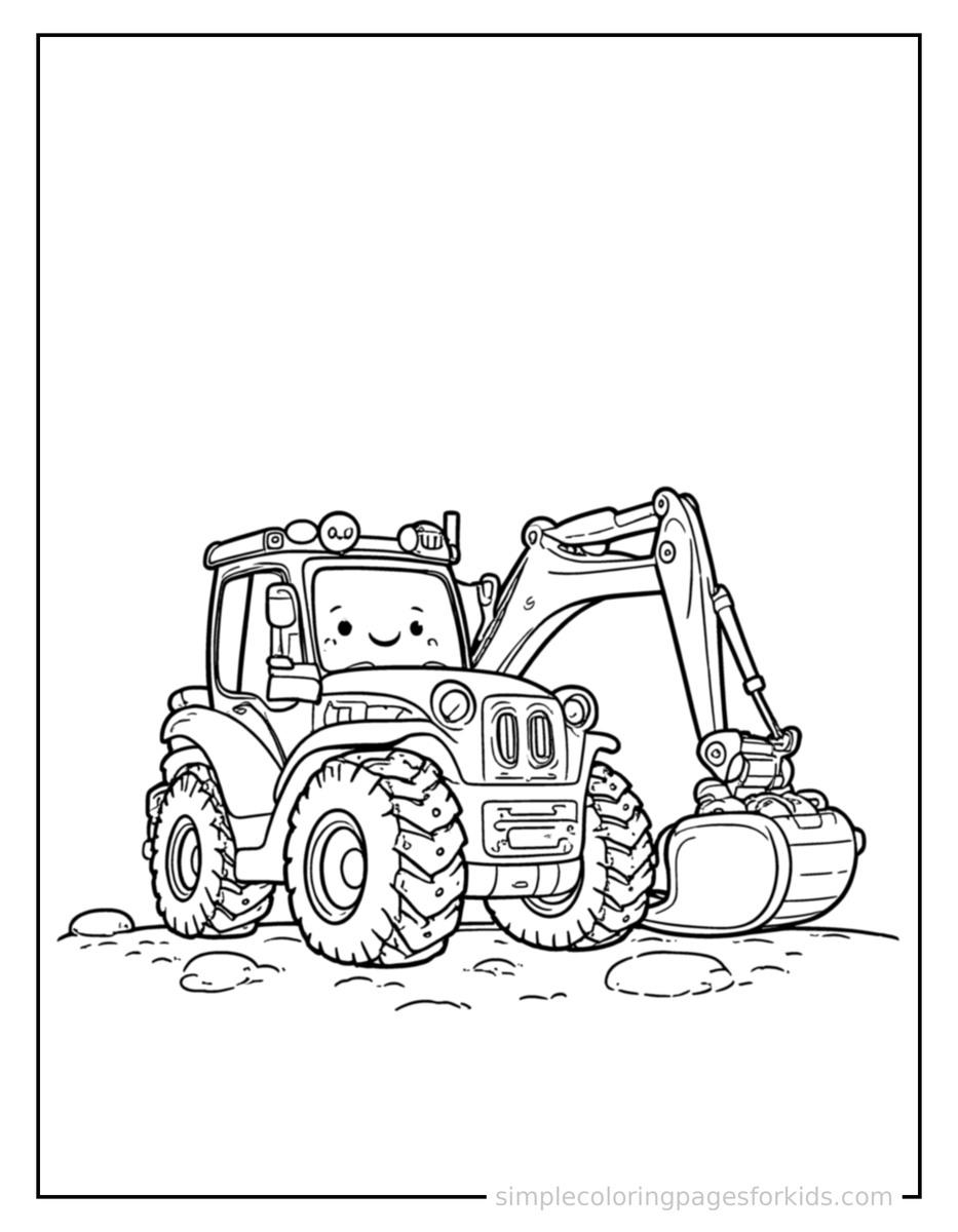 Resting Excavator Coloring Page