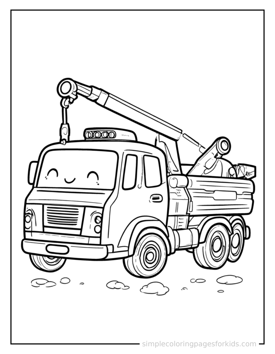 Resting Crane Truck Coloring Page