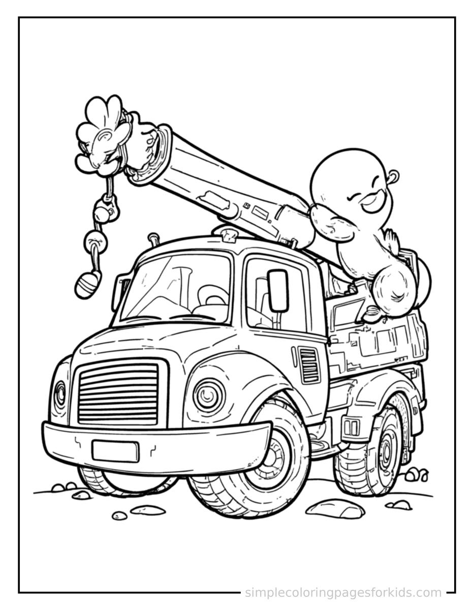 Coloring Scene 3 Crane Truck Coloring Page