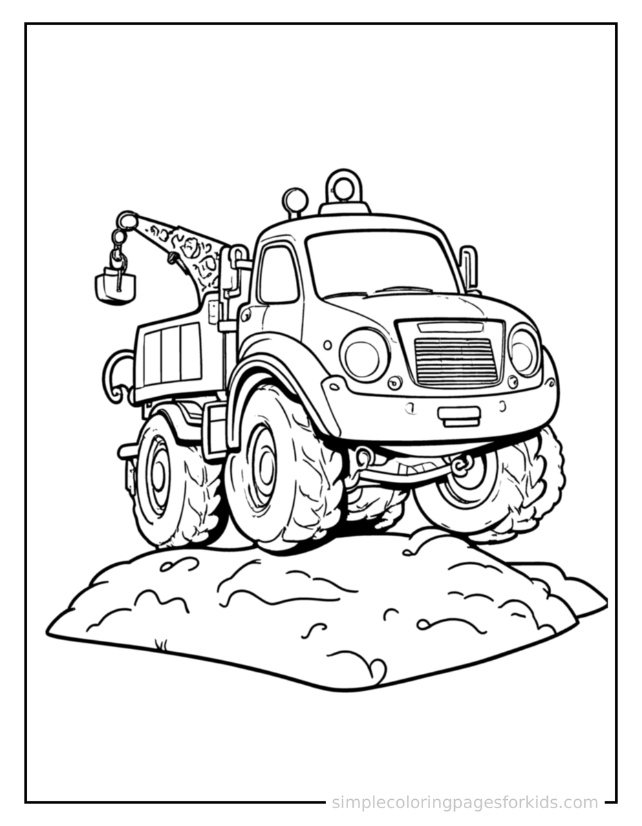 Bouncing Crane Truck Coloring Page