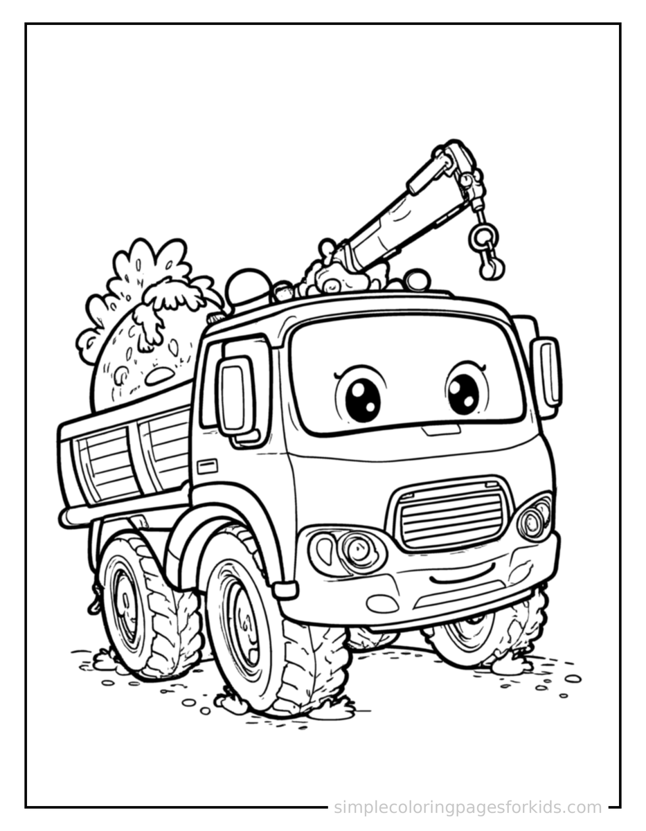 Smiling Crane Truck Coloring Page