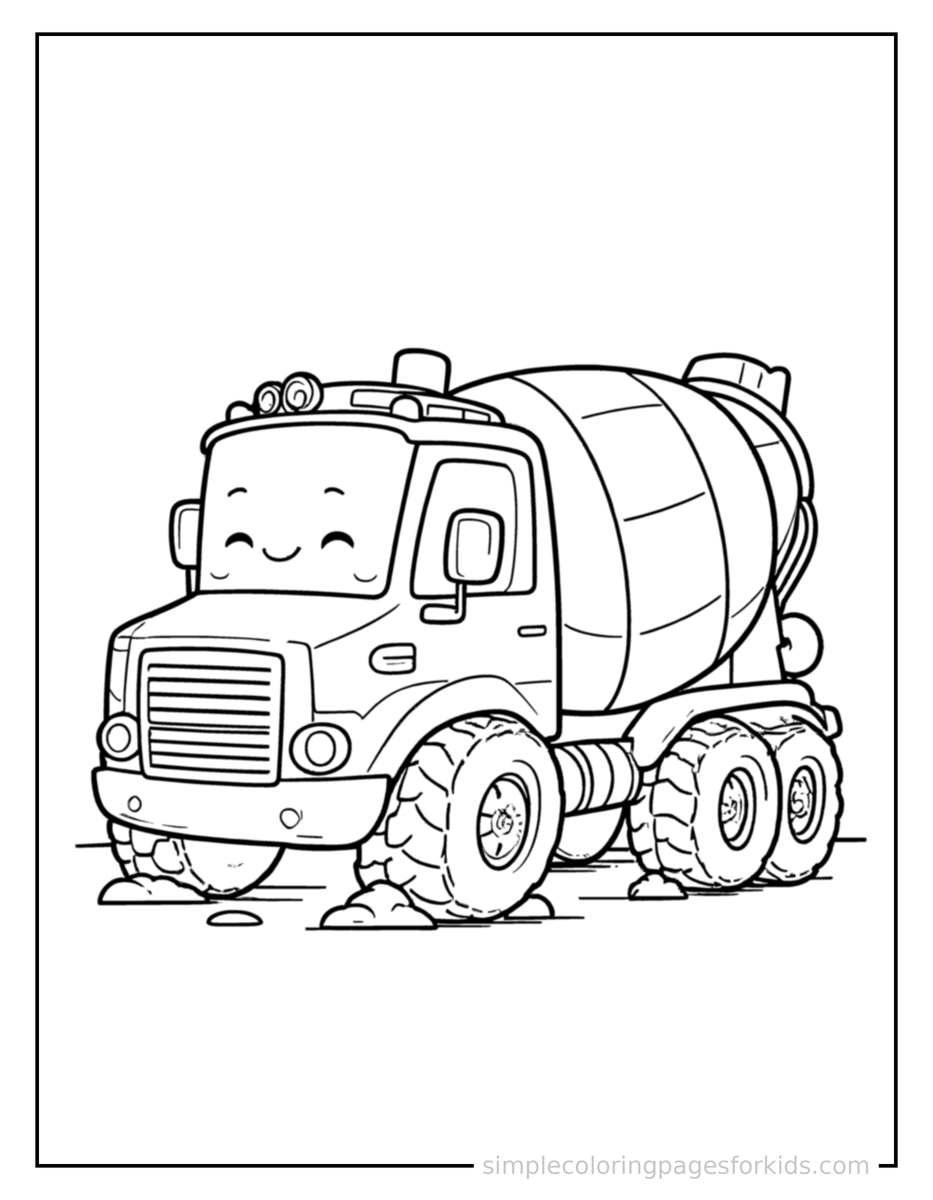 Resting Cement Mixer Truck Coloring Page