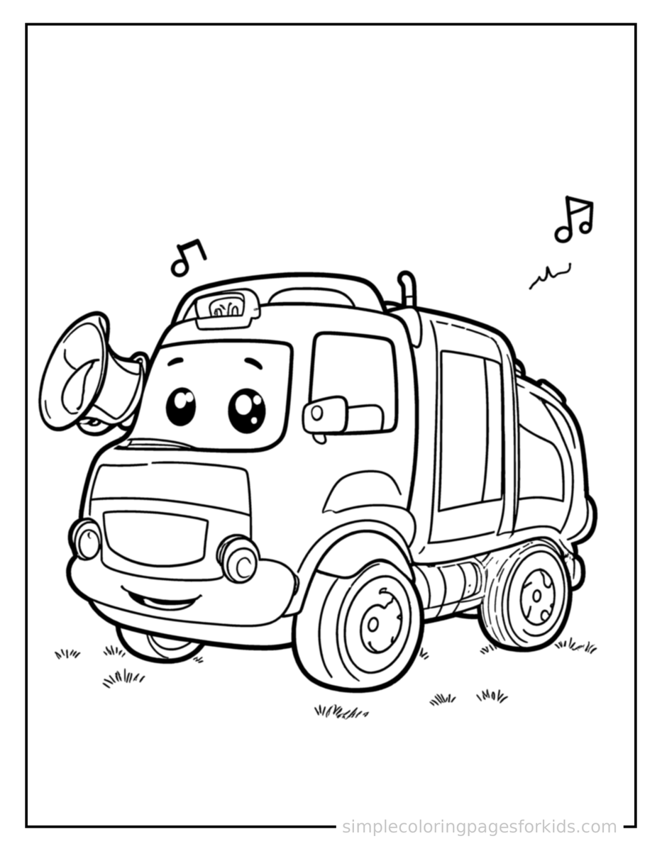 Coloring Scene 3 Garbage Truck Coloring Page