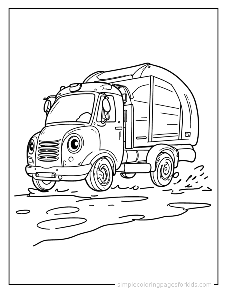Bouncing Garbage Truck Coloring Page