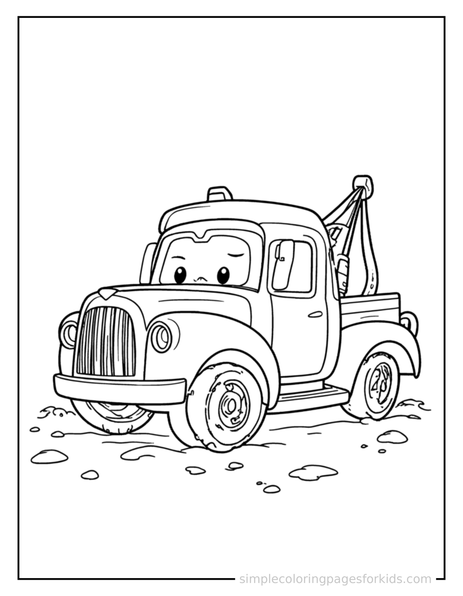 Resting Tow Truck Coloring Page