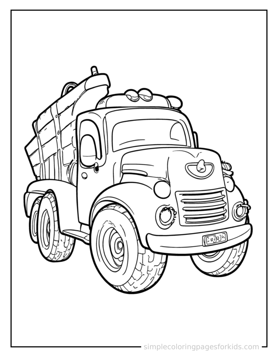 Smiling Tow Truck Coloring Page