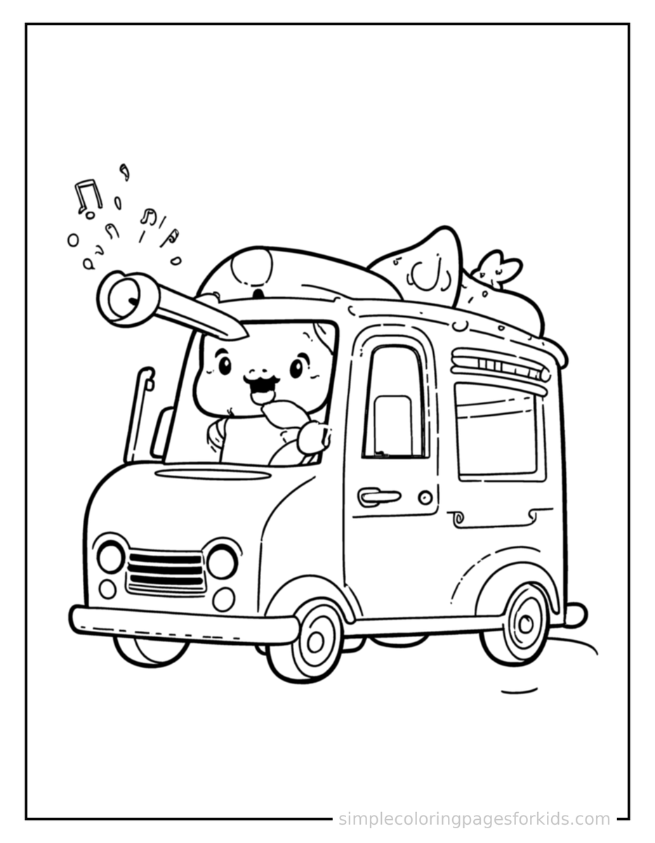 Coloring Scene 3 Food Truck Coloring Page