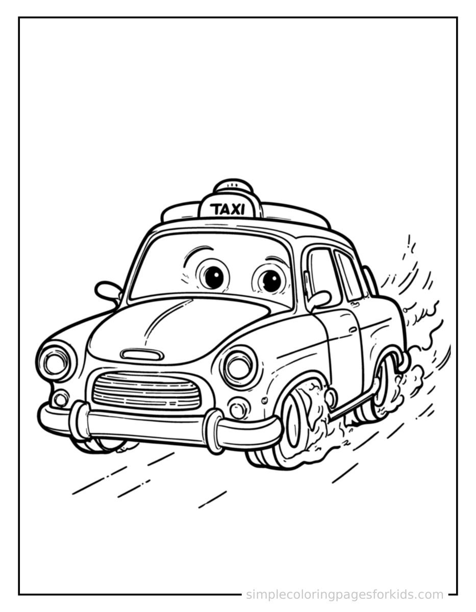 Taxi Cab Coloring Pages