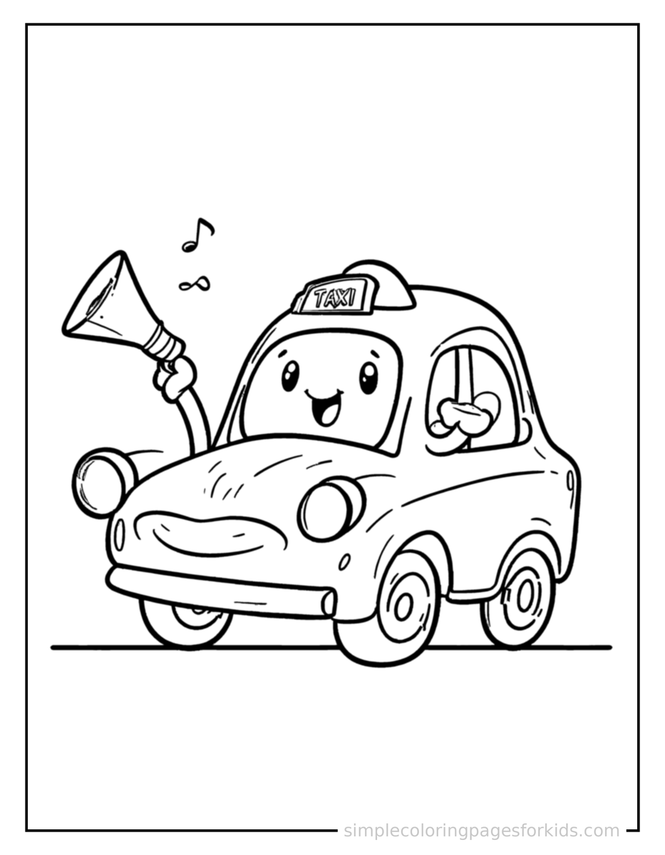 Coloring Scene 3 Taxi Cab Coloring Page