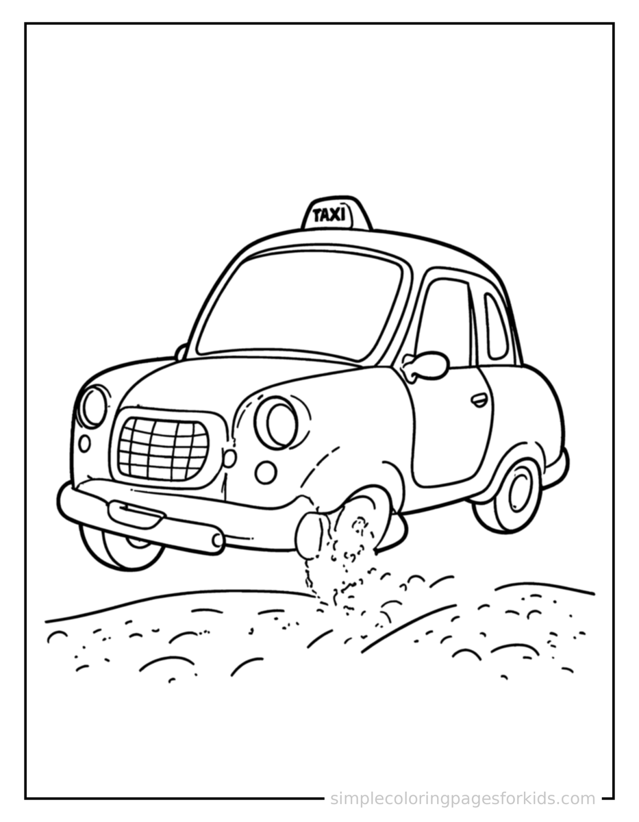 Bouncing Taxi Cab Coloring Page