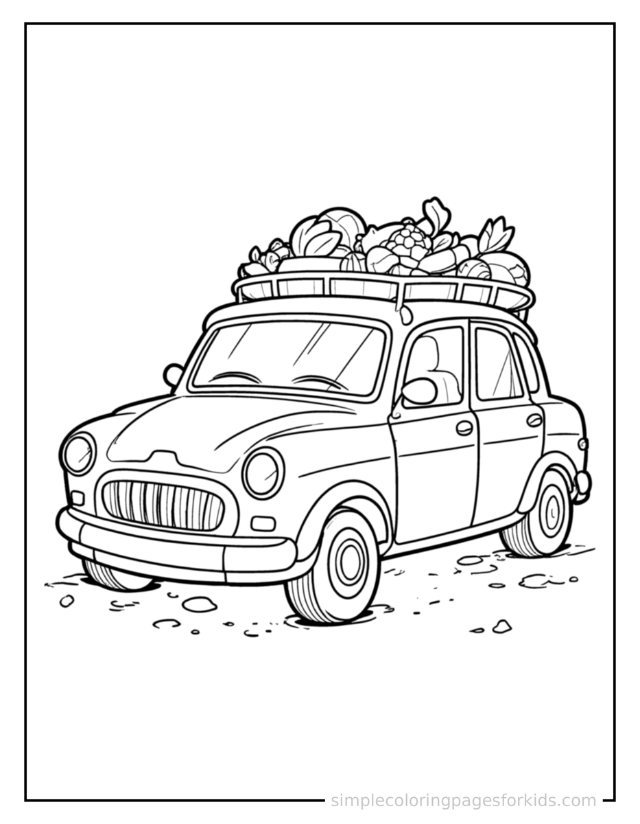 Smiling Taxi Cab Coloring Page