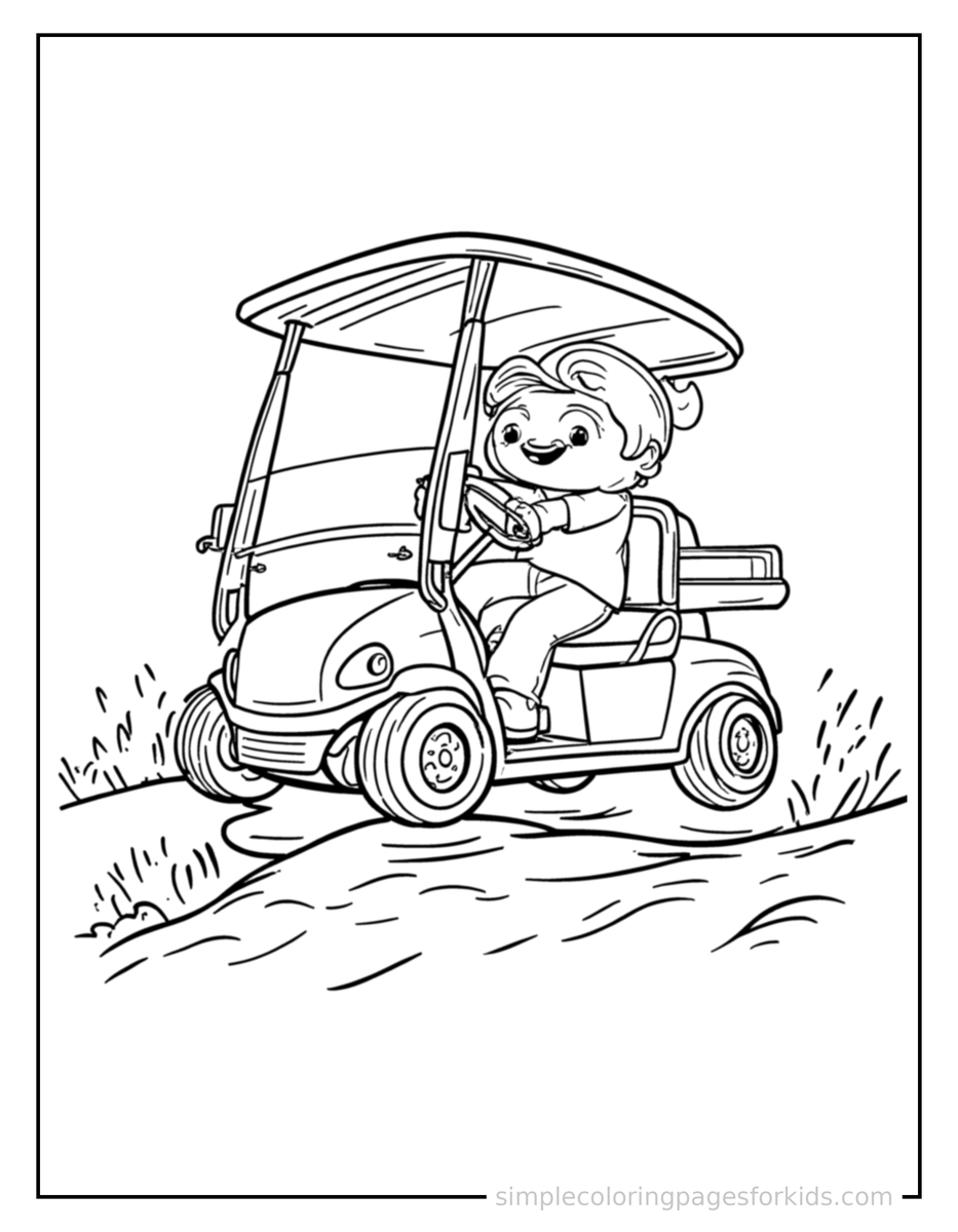 Bouncing Golf Cart Coloring Page