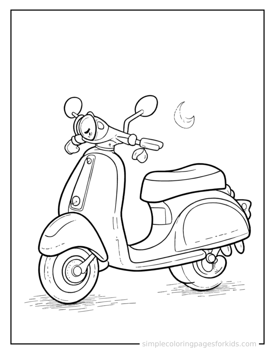 Resting Scooter Coloring Page
