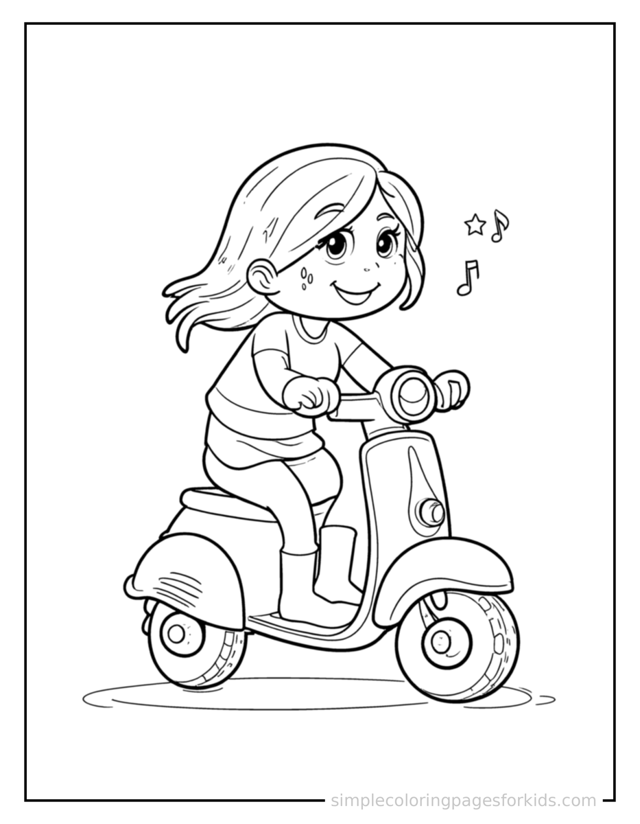 Coloring Scene 3 Scooter Coloring Page