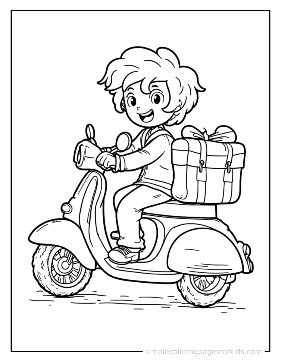 Smiling Scooter Coloring Page