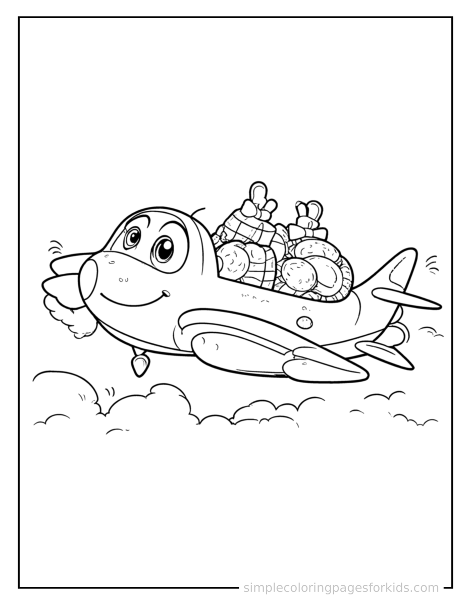 Smiling Jet Plane Coloring Page