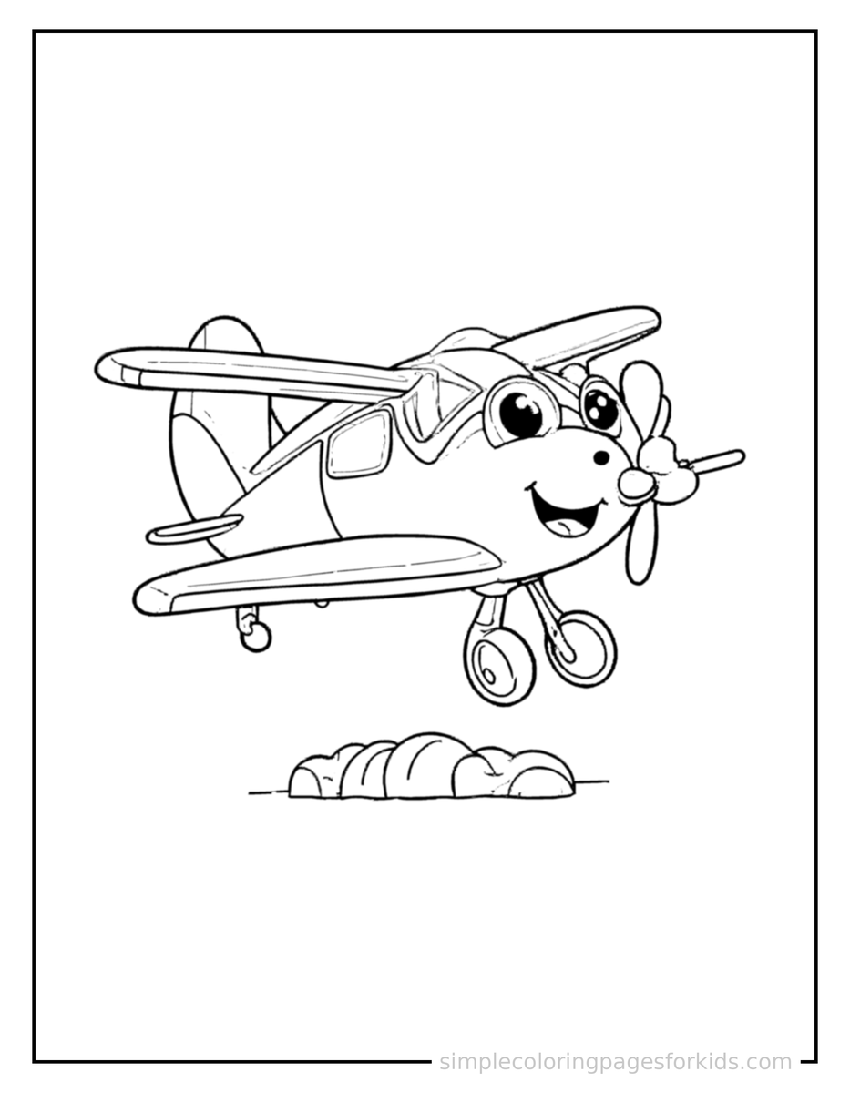 Bouncing Biplane Coloring Page