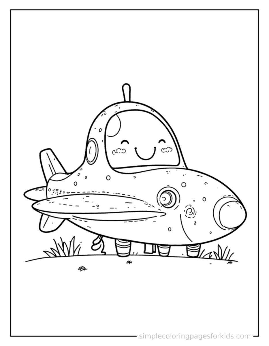 Resting Spaceship Coloring Page